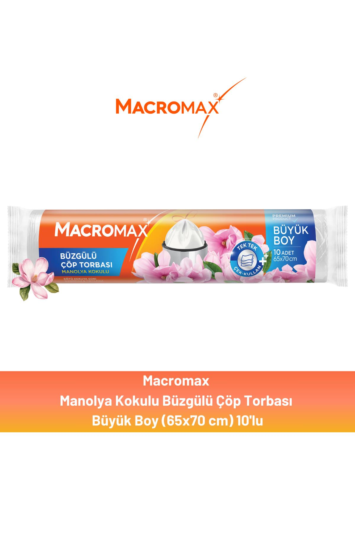 Macromax Büzgülü Manolya Çöp Torbası Büyük Boy 10'lu
