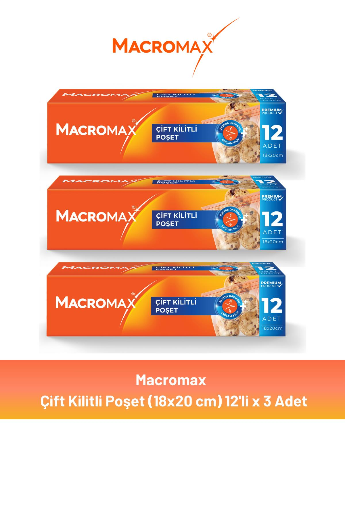 Macromax Çift Kilitli Poşet 12'li x 3 Adet