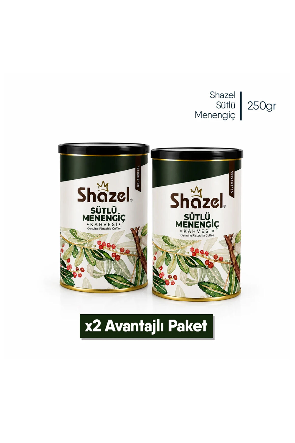 Shazel Sütlü Menengiç Kahvesi 250 gr Teneke x 2 Adet