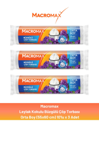 Macromax Büzgülü Leylak Çöp Torbası Orta Boy 10'lu x 3 Adet