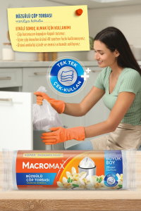 Macromax Büzgülü Vanilya Çöp Torbası Büyük Boy 20'li