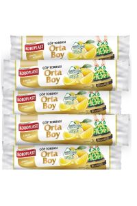 Ekstra Güçlü Limon Büzgülü Orta Boy 15li Çöp Torbası X 5 Paket