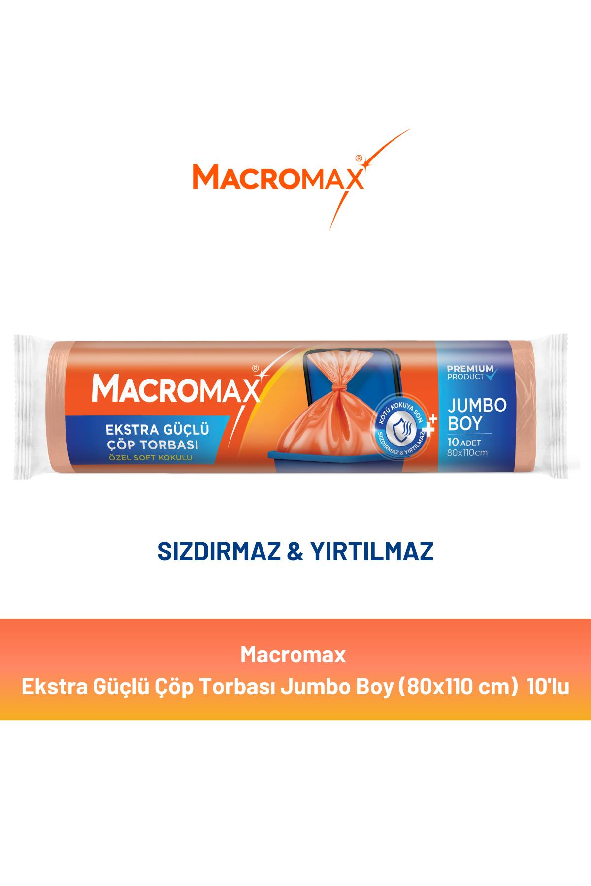Macromax Ekstra Güçlü Çöp Torbası Jumbo Boy 10'lu