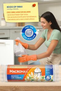 Macromax Büzgülü Vanilya Çöp Torbası Büyük Boy 20'li x 3 Adet