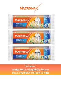 Macromax Büzgülü Vanilya Çöp Torbası Büyük Boy 20'li x 3 Adet