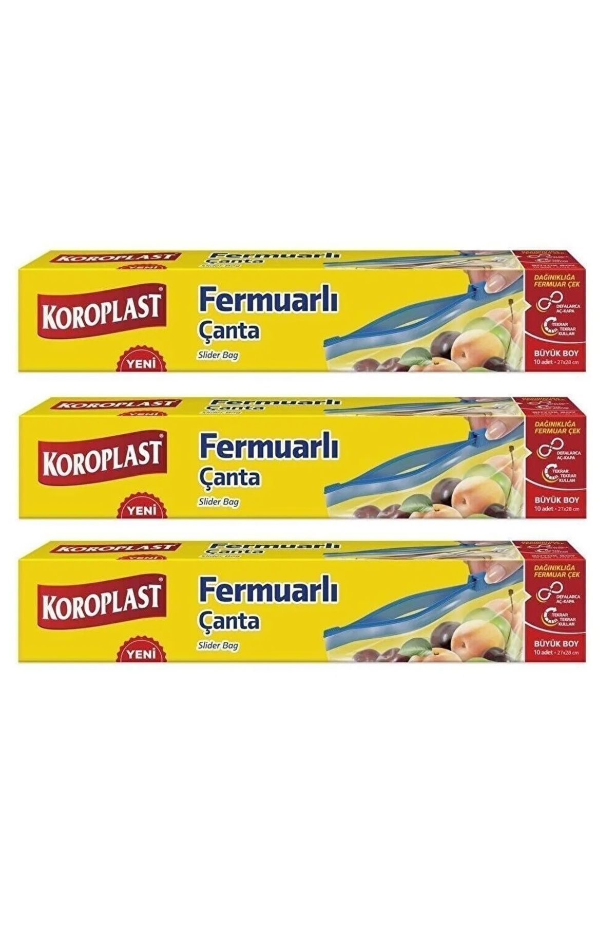 Fermuarlı Çanta Büyük Boy 10 Lu 27 x 28 Cm x 3 Paket