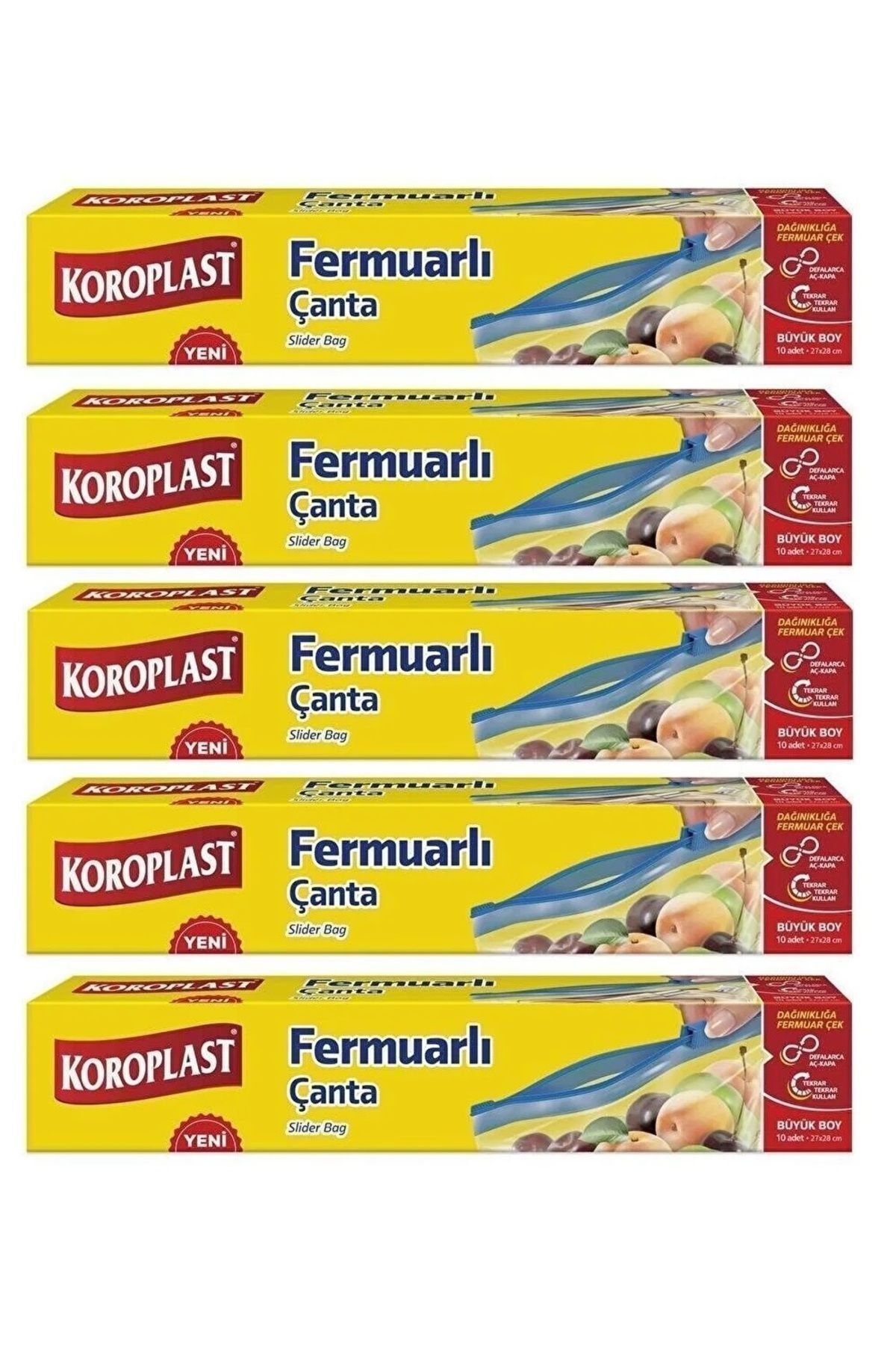Fermuarlı Çanta Büyük Boy 10 Lu 27 x 28 Cm x 5 Paket