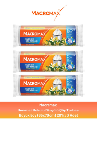 Macromax Büzgülü Hanımeli Çöp Torbası Büyük Boy 20'li x 3 Adet