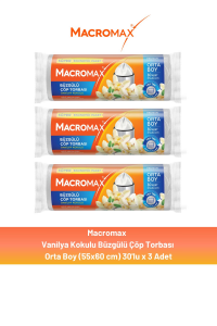 Macromax Büzgülü Vanilya Çöp Torbası Orta Boy 30'lu x 3 Adet