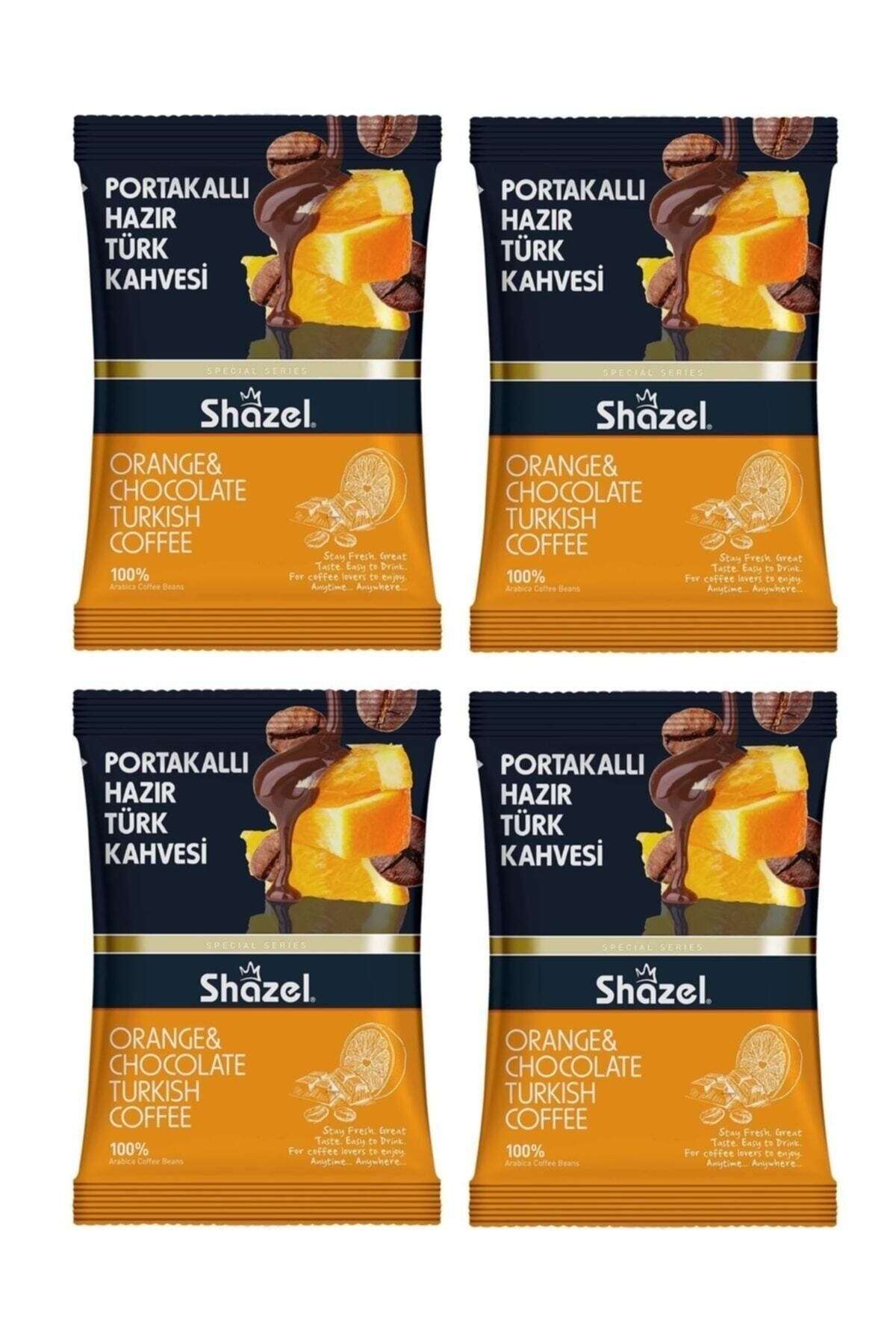 Shazel Portakallı Hazır Türk Kahvesi 100 gr x 4 Adet