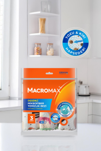 Macromax Desenli Mikrofiber Temizlik Bezi 3'lü