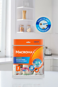Macromax Desenli Mikrofiber Temizlik Bezi 3'lü x 3 Adet