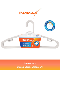 Macromax Beyaz Elbise Askısı 6'lı