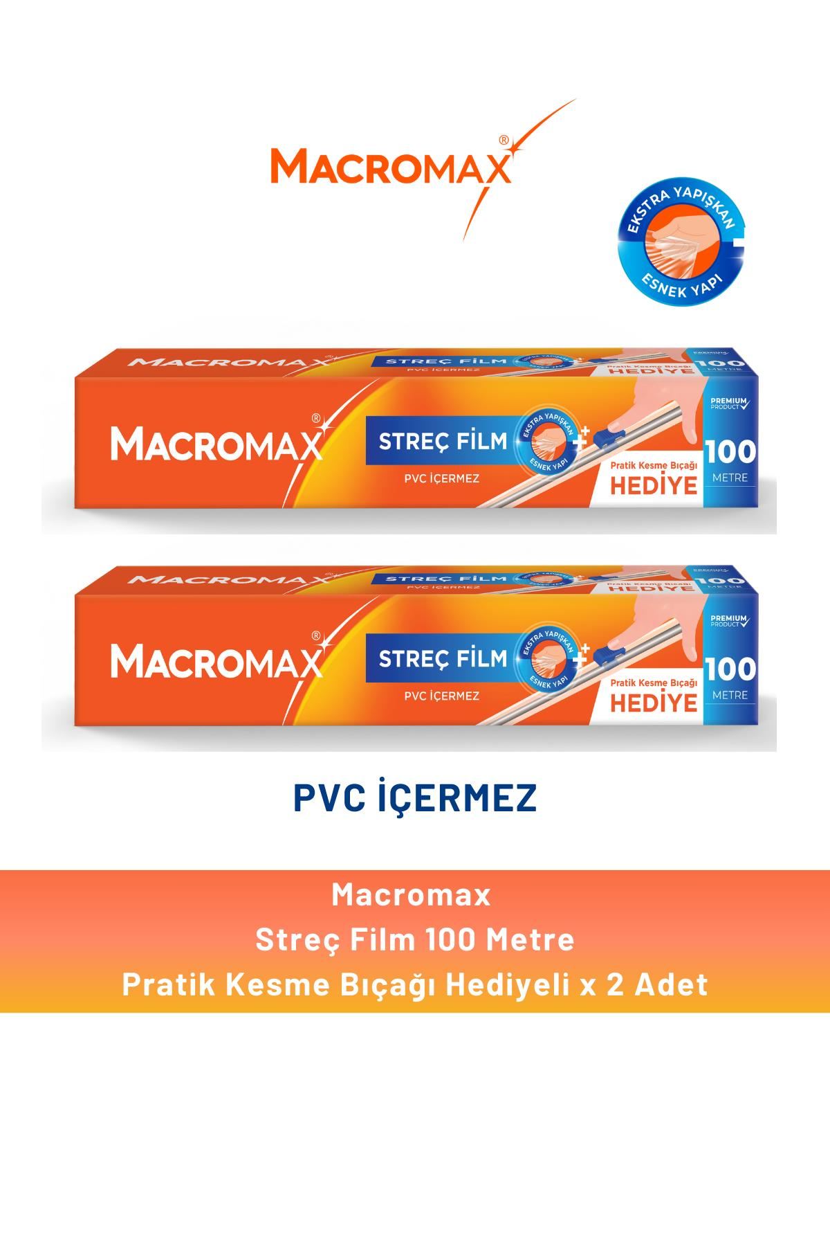 Macromax Streç Film 100 Metre Pratik Kesme Bıçağı Hediyeli x 2 Adet