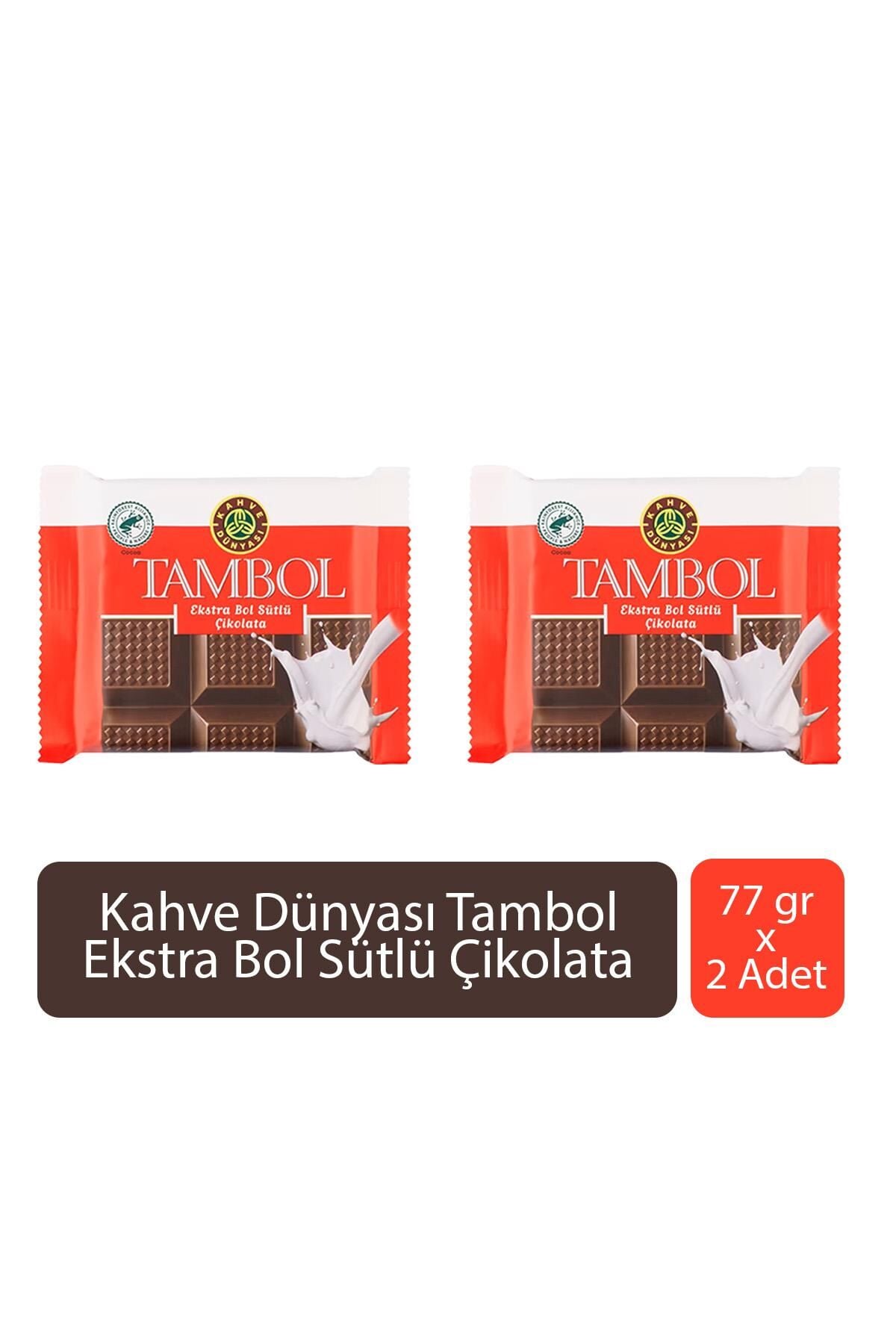 Kahve Dünyası Tambol Ekstra Bol Sütlü Çikolata 77 gr x 2 Adet