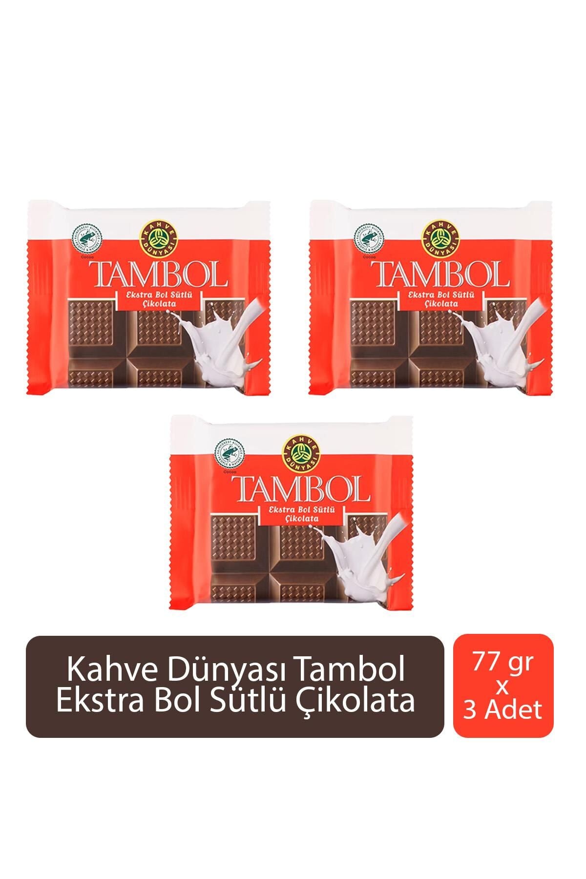 Kahve Dünyası Tambol Ekstra Bol Sütlü Çikolata 77 gr x 3 Adet