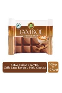 Kahve Dünyası Tambol Caffe Latte Dolgulu Sütlü Çikolata 100 gr x 10 Adet