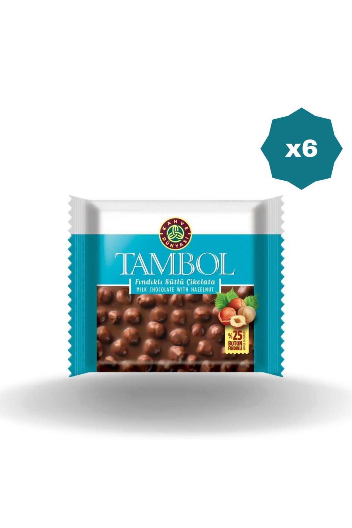 KAHVE DÜNYASI TAMBOL FINDIKLI ÇİKOLATA 77 GR - (6 ADET)