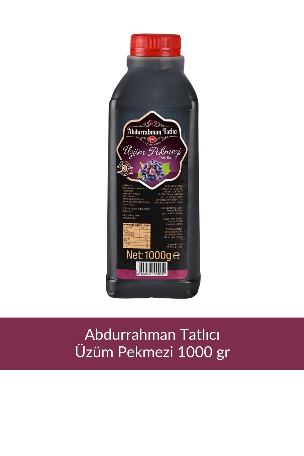 Abdurrahman Tatlıcı Üzüm Pekmezi 1000 gr