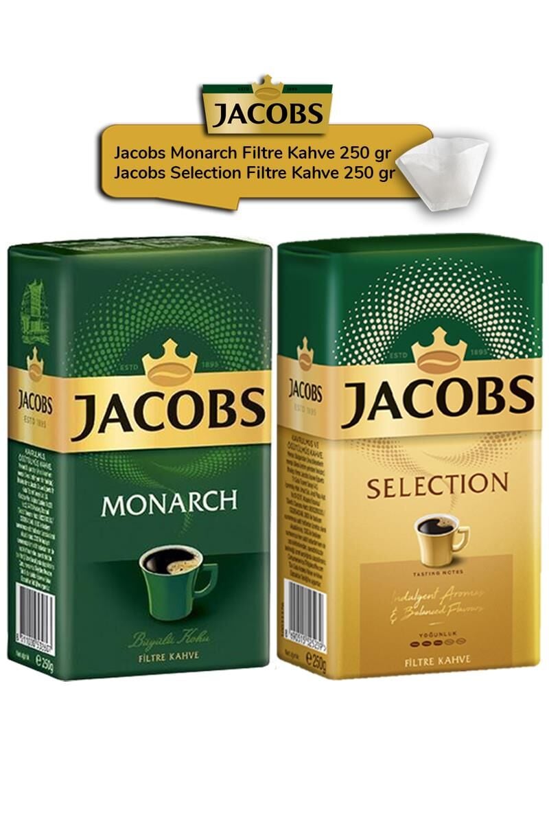 Jacobs Monarch Filtre Kahve 250 gr & Jacobs Selection Filtre Kahve 250 gr - 40 Adet Filtre Kağıdı