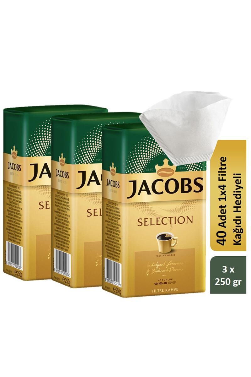 Jacobs Selection Filtre Kahve 250 gr x 3 Paket - 40 Adet Filtre Kağıdı