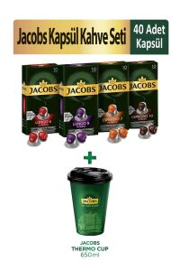 Jacobs Kapsül Kahve Tanışma Paketi 40 Kapsül + Jacobs Thermo Cup 650 ml
