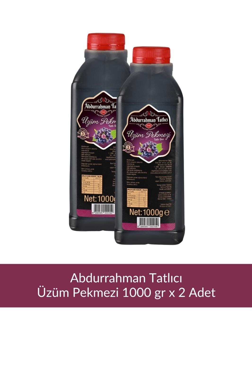 Abdurrahman Tatlıcı Üzüm Pekmezi 1000 gr x 2 Adet