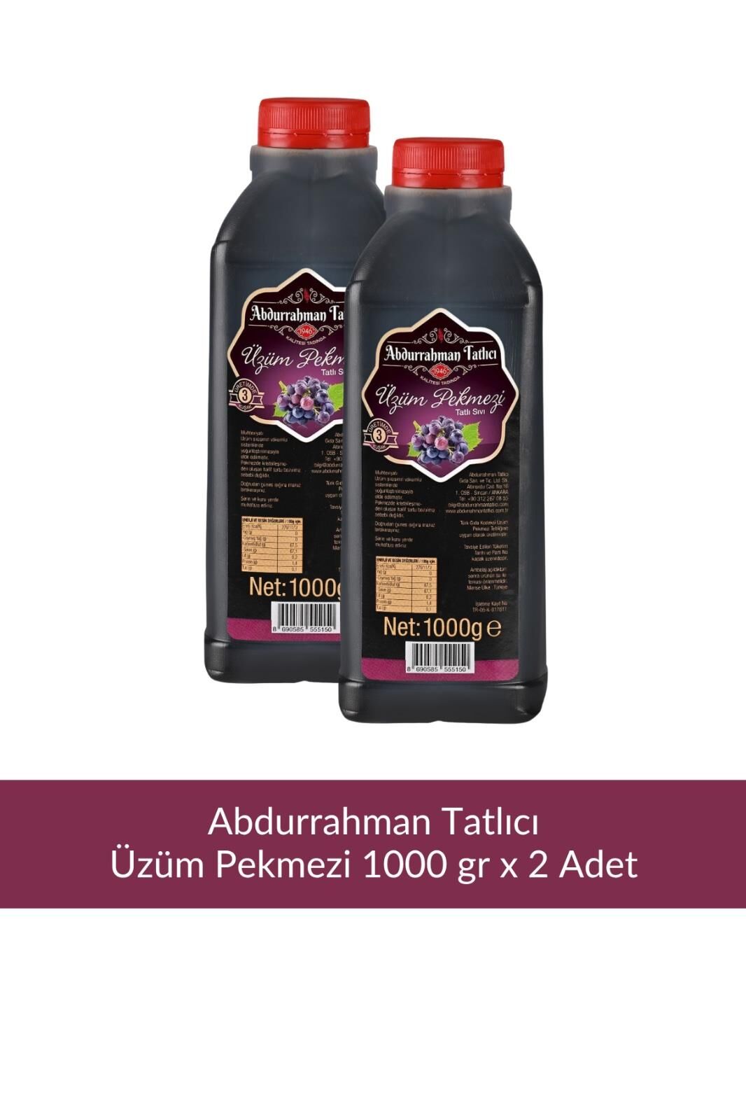 Abdurrahman Tatlıcı Üzüm Pekmezi 1000 gr x 2 Adet