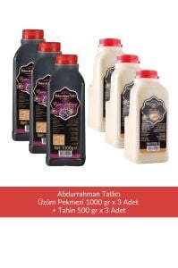 Abdurrahman Tatlıcı Üzüm Pekmezi 1000 gr x 3 Adet + Abdurrahman Tatlıcı Tahin 500 gr x 3 Adet