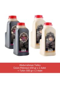 Abdurrahman Tatlıcı Üzüm Pekmezi 650 gr x 2 Adet + Abdurrahman Tatlıcı Tahin 500 gr x 2 Adet