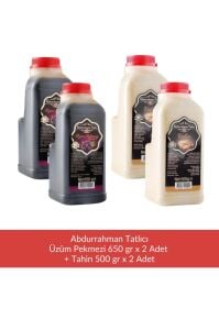Abdurrahman Tatlıcı Üzüm Pekmezi 650 gr x 2 Adet + Abdurrahman Tatlıcı Tahin 500 gr x 2 Adet