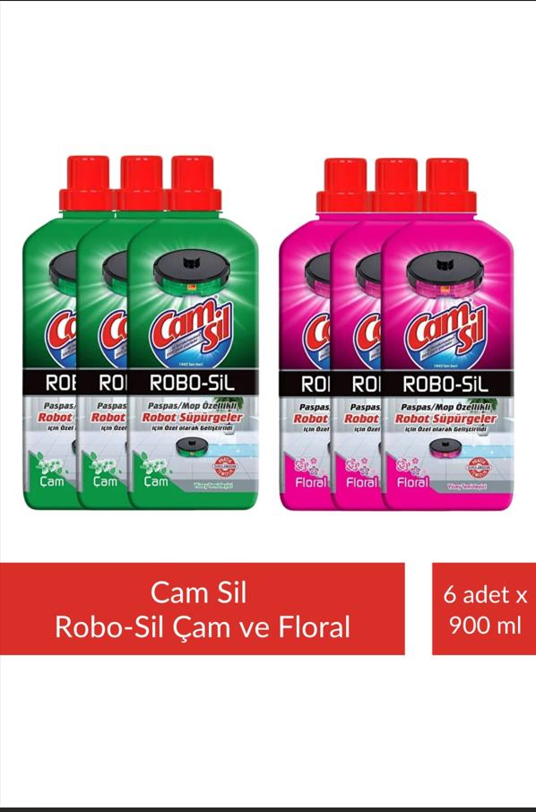 Camsil Robo-Sil Çam Yüzey Temizleyici x 3 Adet + Camsil Robo-Sil Floral Yüzey Temizleyici x 3 Adet