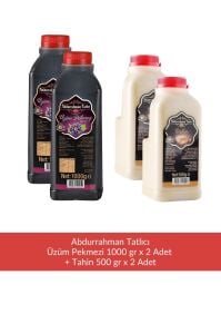 Abdurrahman Tatlıcı Üzüm Pekmezi 1000 gr x 2 Adet + Abdurrahman Tatlıcı Tahin 500 gr x 2 Adet