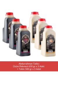 Abdurrahman Tatlıcı Üzüm Pekmezi 650 gr x 3 Adet + Abdurrahman Tatlıcı Tahin 500 gr x 3 Adet