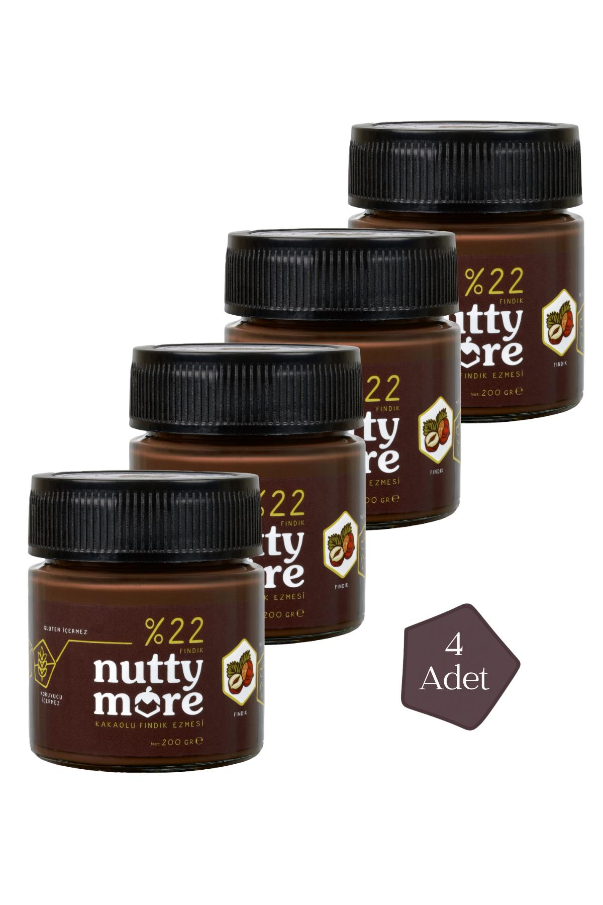 Nutty More %22 Kakaolu Fındık Ezmesi 200 gr x 4 Adet