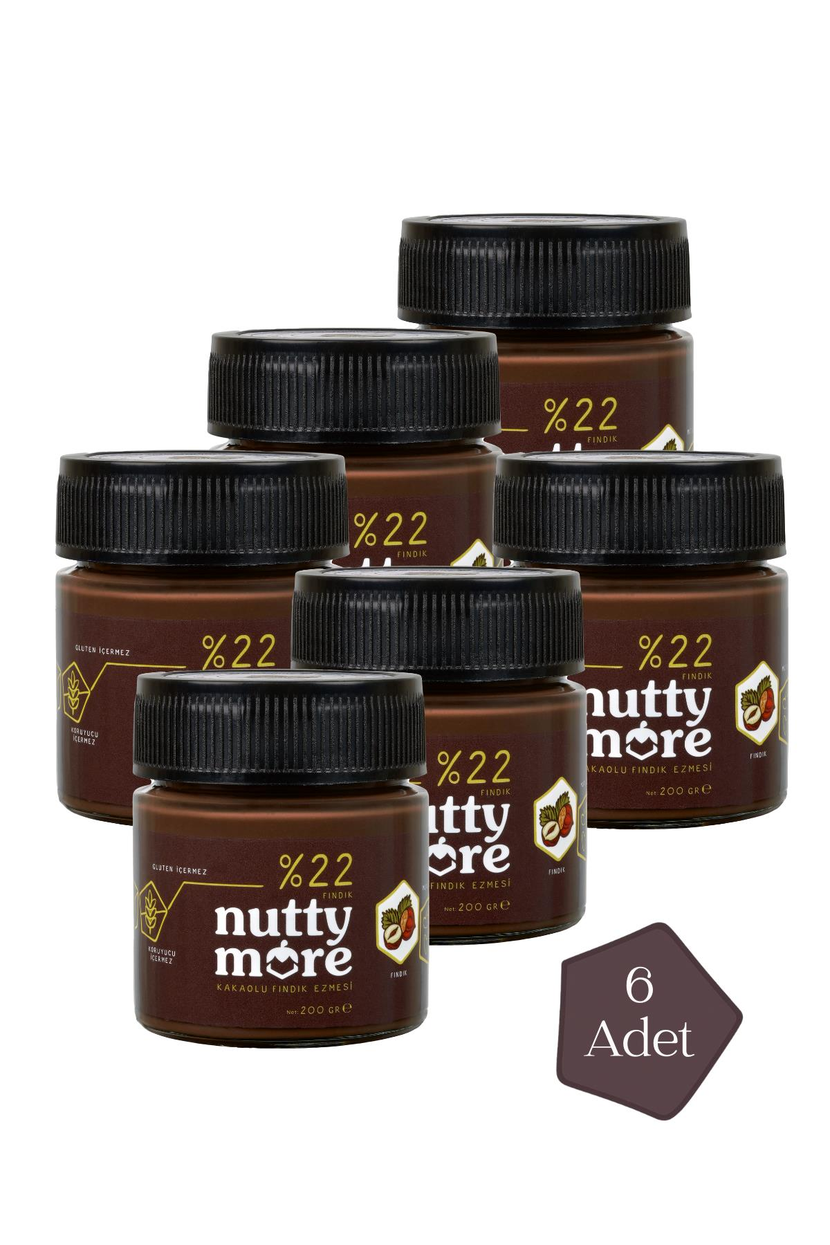 Nutty More %22 Kakaolu Fındık Ezmesi 200 gr x 6 Adet