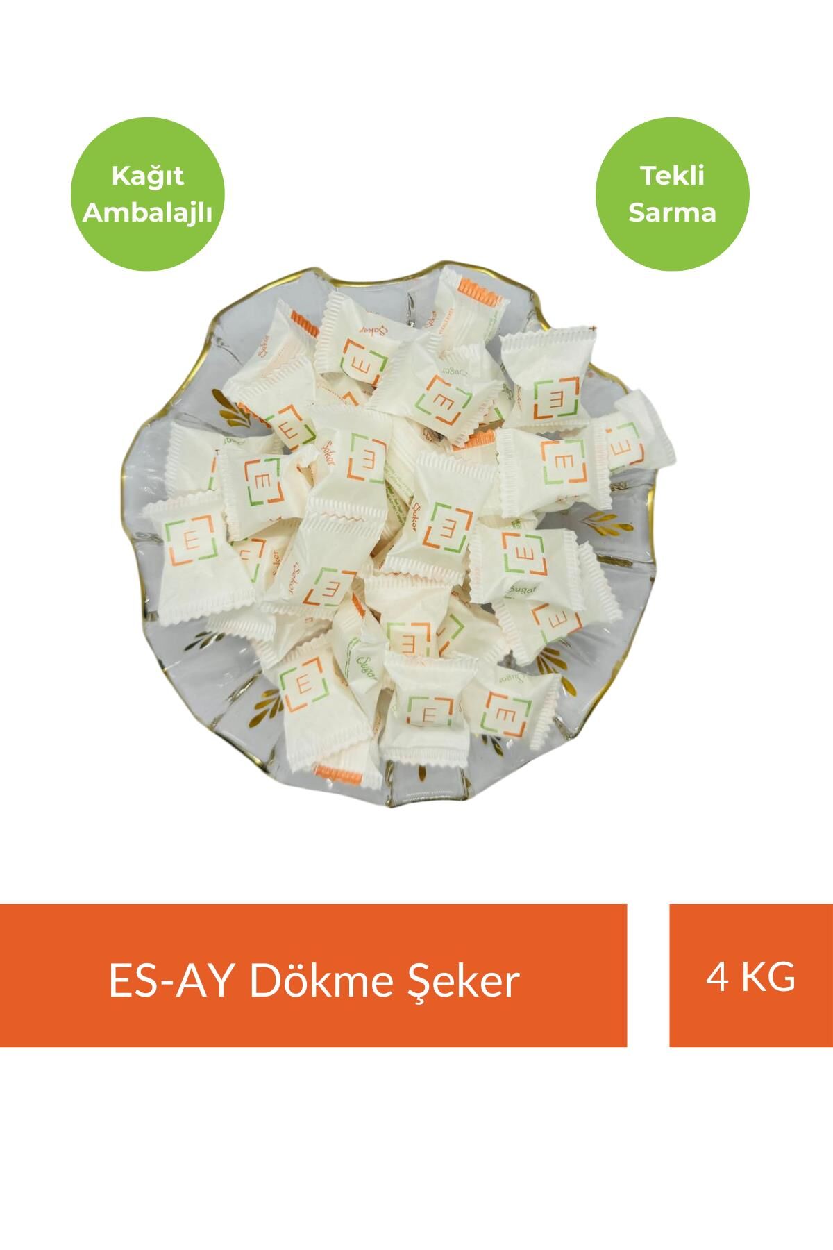 E-grossmarket Şeker Tekli Sarma Küp Şeker 4 kg (Kağıtlı)