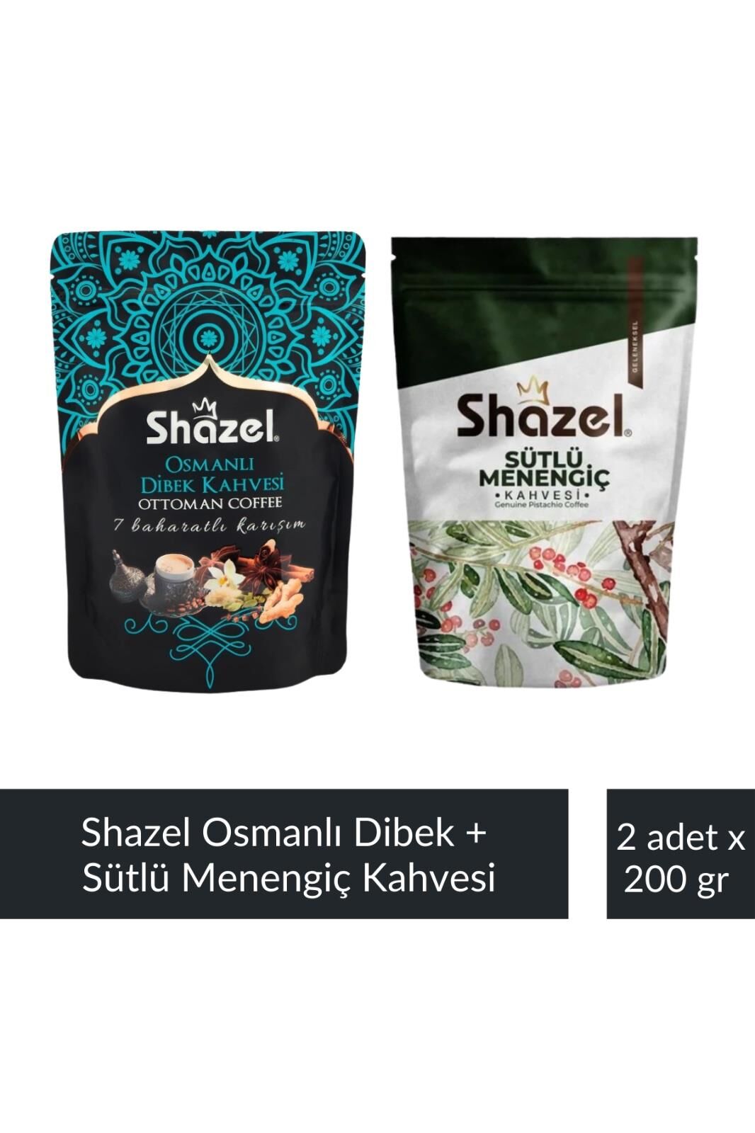 Shazel Osmanlı Dibek Kahvesi 200 gr + Shazel Sütlü Menengiç Kahvesi 200 gr