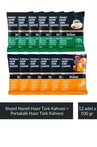 Shazel Naneli Hazır Türk Kahvesi 100 gr x 6 Adet + Shazel Portakallı Hazır Türk Kahvesi 100 gr x 6 Adet