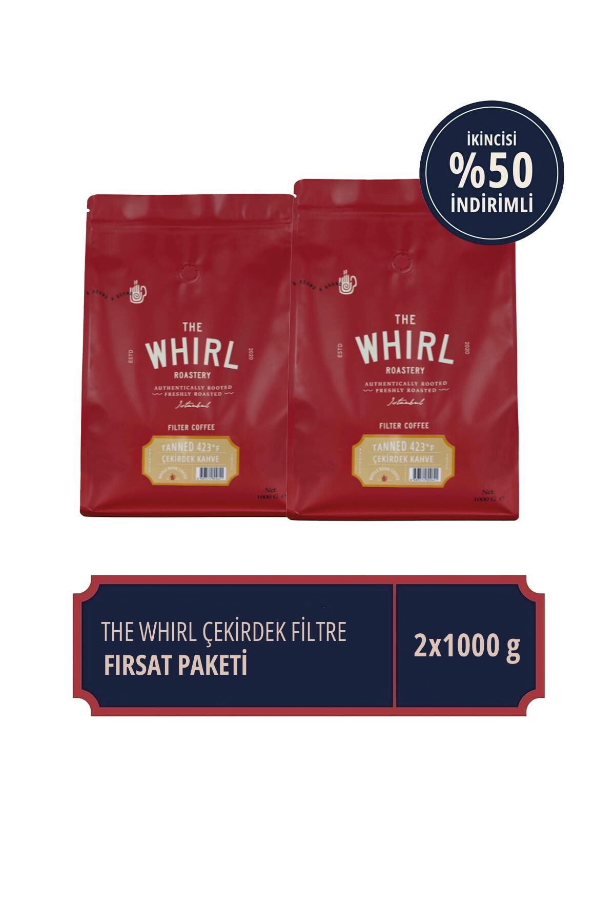 The Whirl Filtre Tanned 423°F Çekirdek Kahve 1 kg x 2 Adet