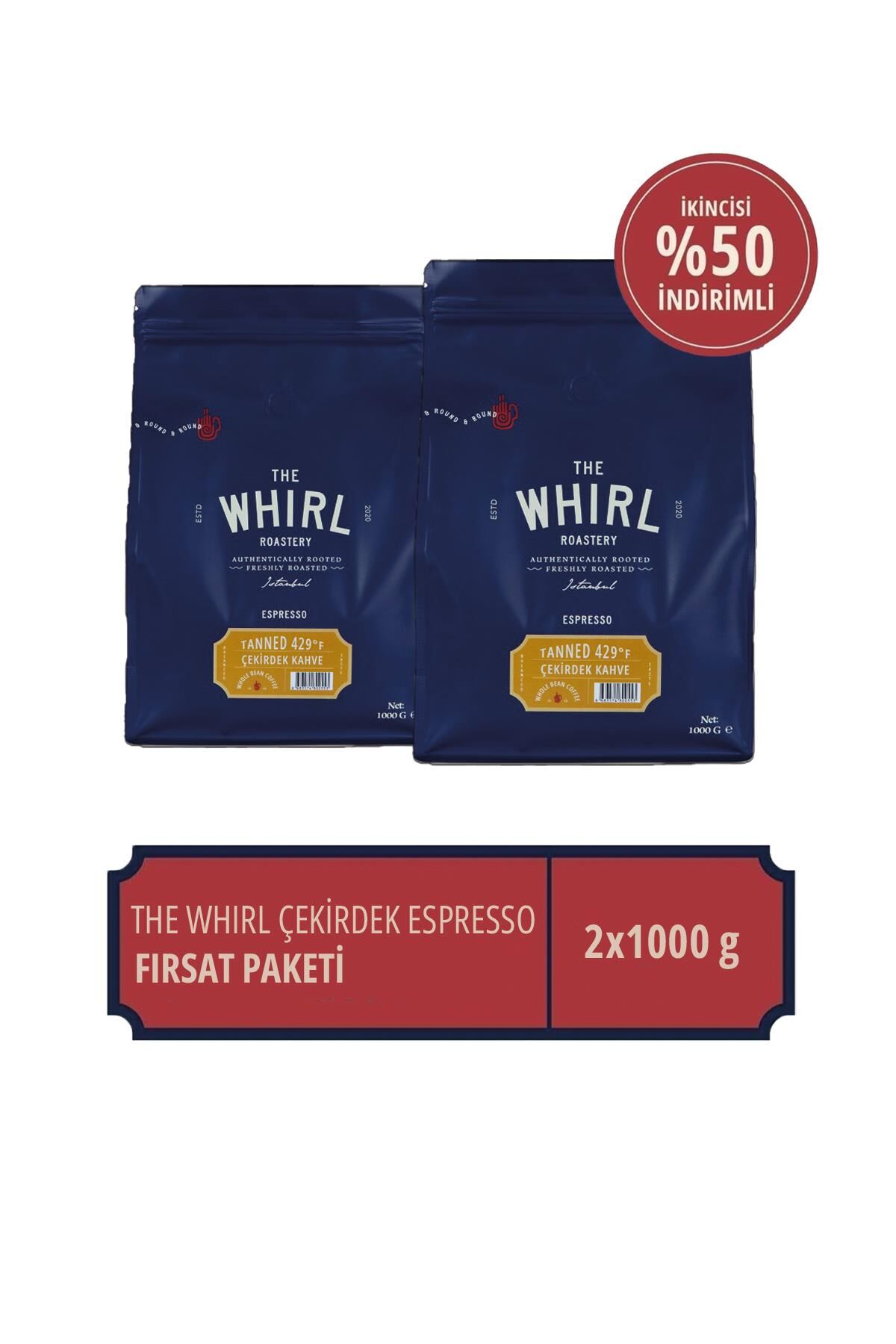 The Whirl Espresso Tanned 429°F Çekirdek Kahve 1 kg x 2 Adet