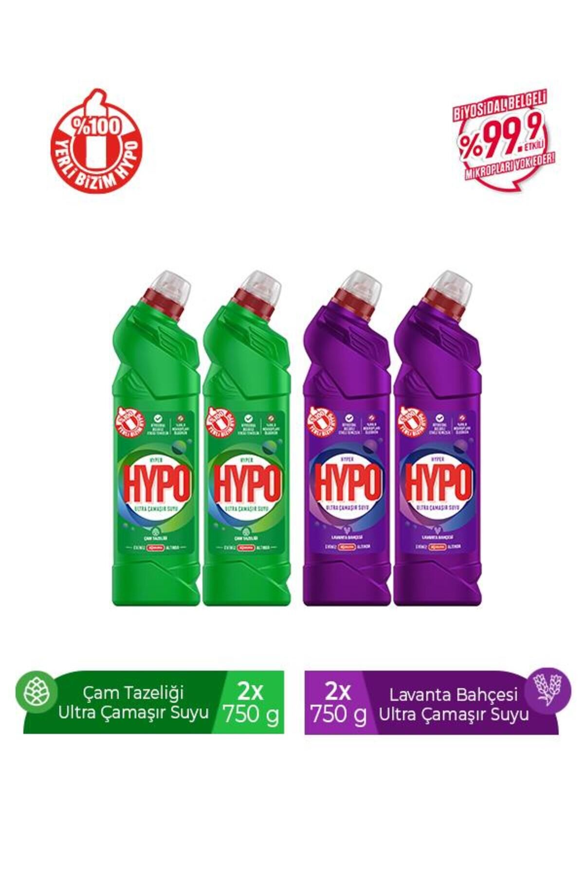 H.HYPO ULTRA ÇAMAŞIR SUYU 2 ÇAM VE 2 LAVANTA 750 GR X 4 ADET