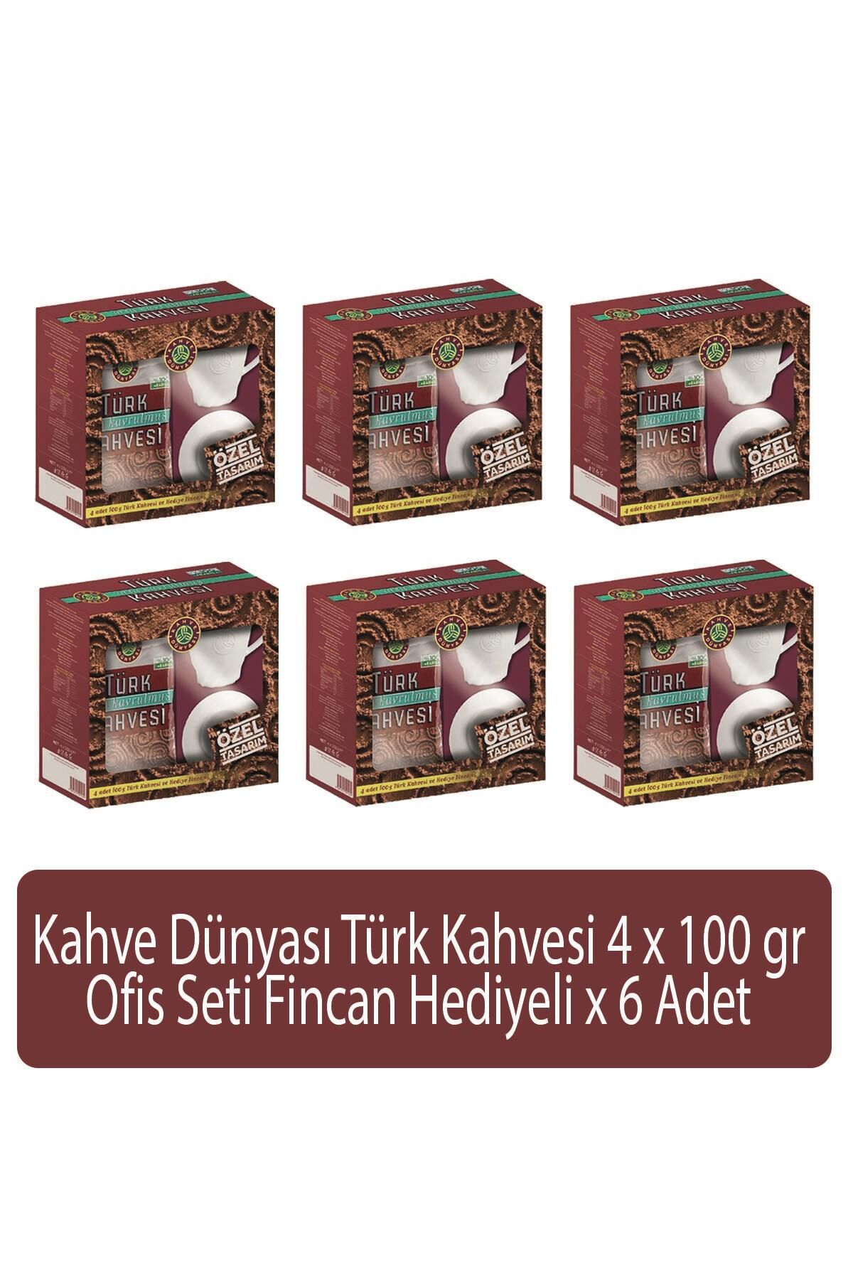 Kahve Dünyası Türk Kahvesi Ofis Seti 4 x 100 gr Fincan Hediyeli x 6 Adet