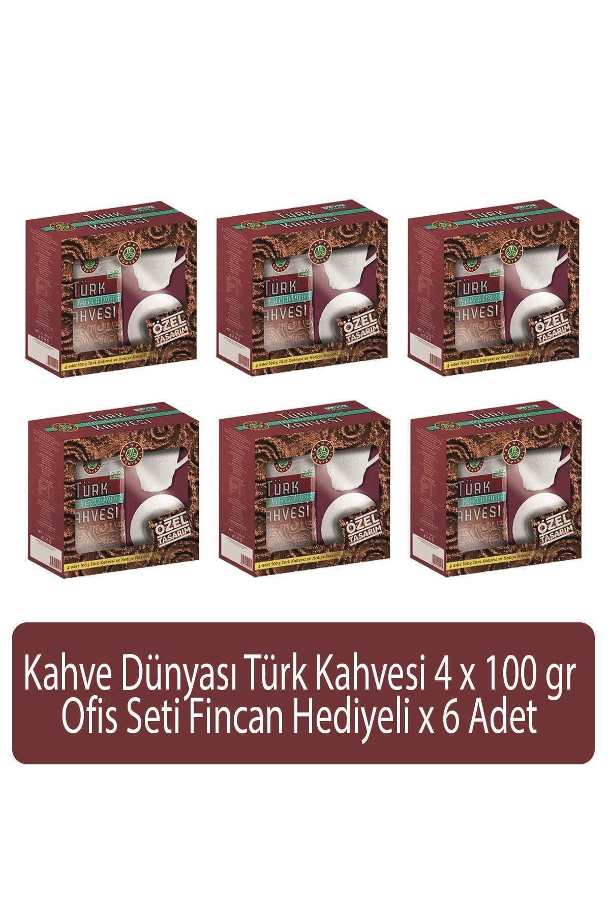 Kahve Dünyası Türk Kahvesi Ofis Seti 4 x 100 gr Fincan Hediyeli x 6 Adet