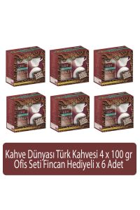 Kahve Dünyası Türk Kahvesi Ofis Seti 4 x 100 gr Fincan Hediyeli x 6 Adet