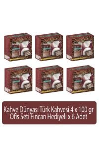 Kahve Dünyası Türk Kahvesi Ofis Seti 4 x 100 gr Fincan Hediyeli x 6 Adet