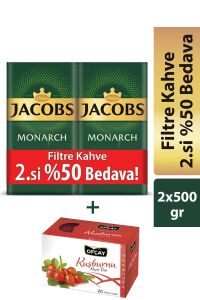 Jacobs Monarch Filtre Kahve 2 x 500 gr + Ofçay Halisane Kuşburnu Meyve Çayı