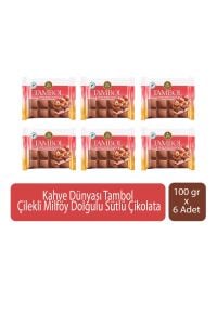 Kahve Dünyası Tambol Çilekli Milföy Dolgulu Sütlü Çikolata 100 gr x 6 Adet