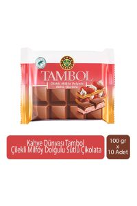 Kahve Dünyası Tambol Çilekli Milföy Dolgulu Sütlü Çikolata 100 gr x 10 Adet