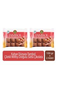 Kahve Dünyası Tambol Çilekli Milföy Dolgulu Sütlü Çikolata 100 gr x 2 Adet